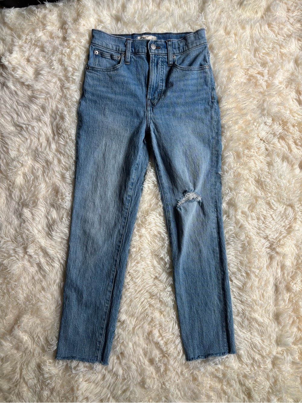 Madewell The Perfect Vintage Jean Sz 25 High Rise Light Wash Raw Hem Womens